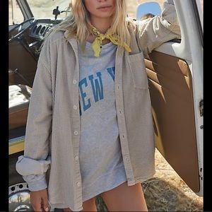 Free people cord button down shirt